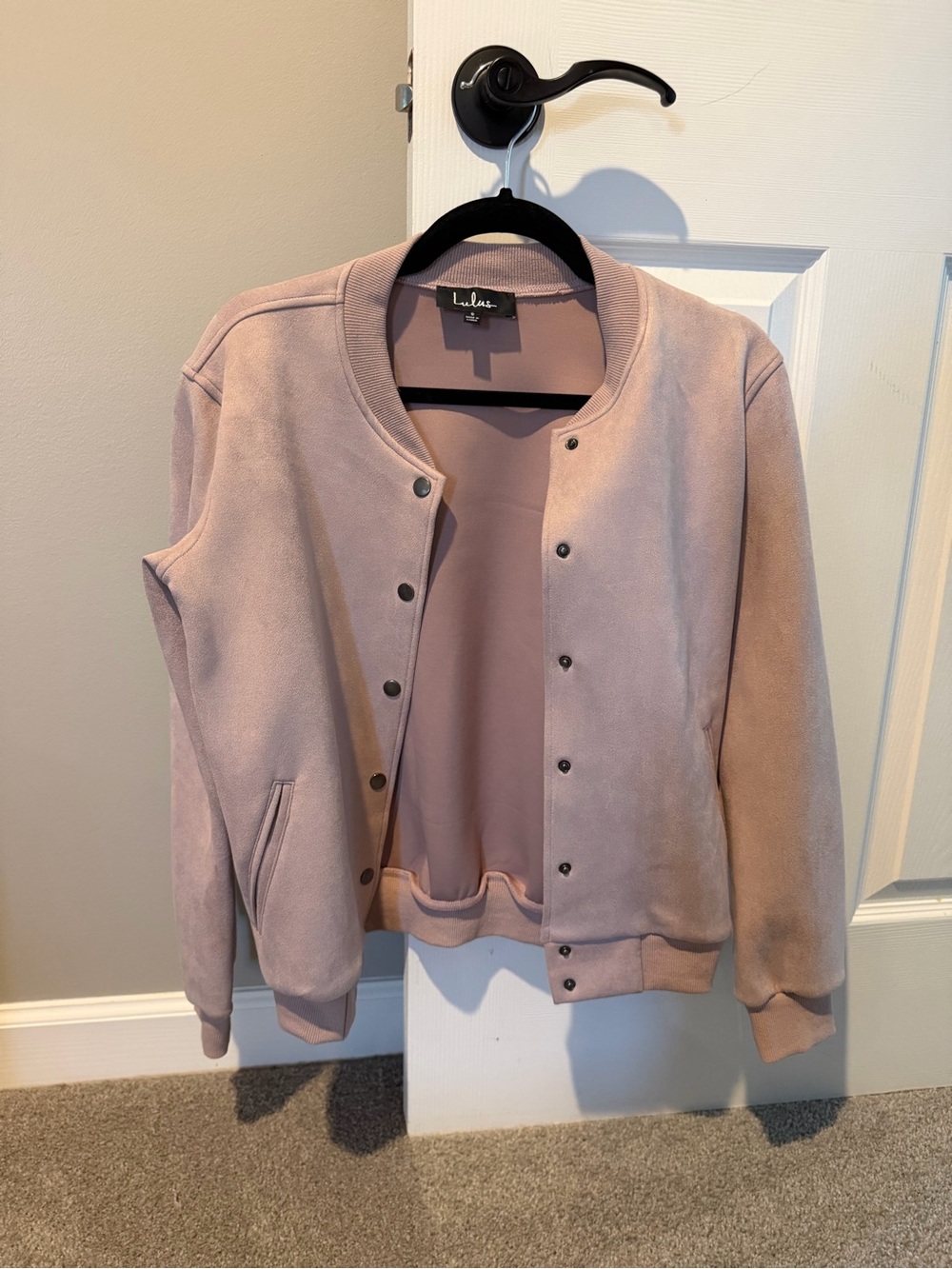 Lulu's Mauve Suede-Look Bomber Jacket